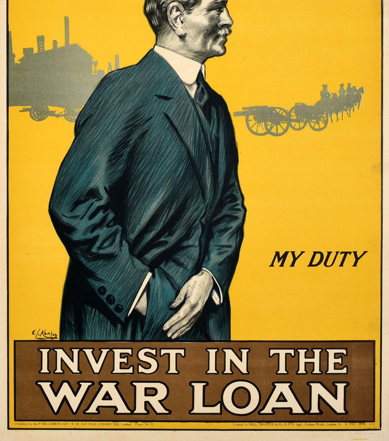 Original Antique WWI Poster Back Them Up Invest In The War Loan My Duty Finance In Good Condition In London, GB