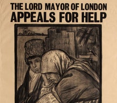 Original Antique WWI Poster Lord Mayor Of London Appeals For Help Armenia Winter