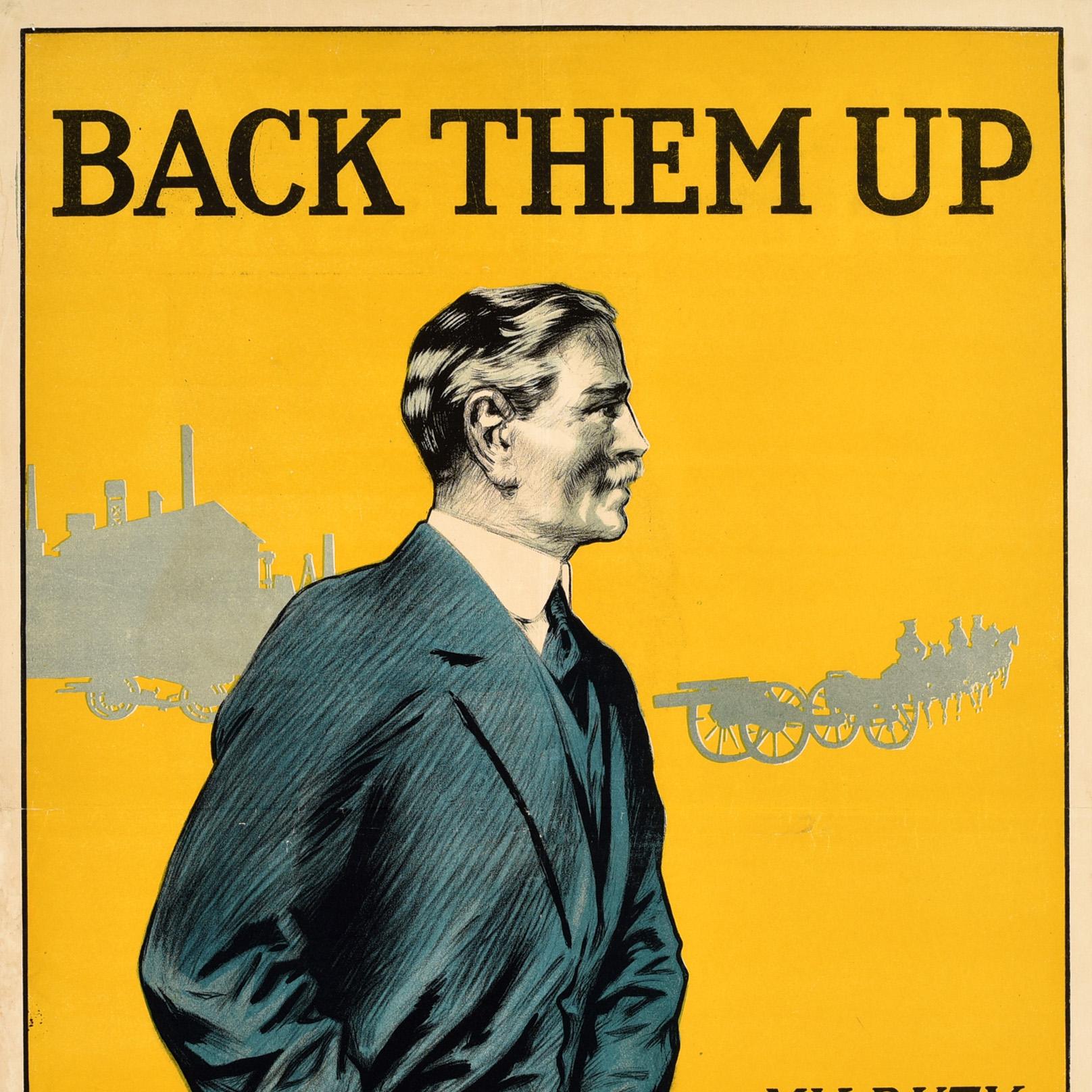 Cartel Original Antiguo de Propaganda de la Primera Guerra Mundial Apóyalos Invierte en la Guerra Presta Mi Deber Británico en venta