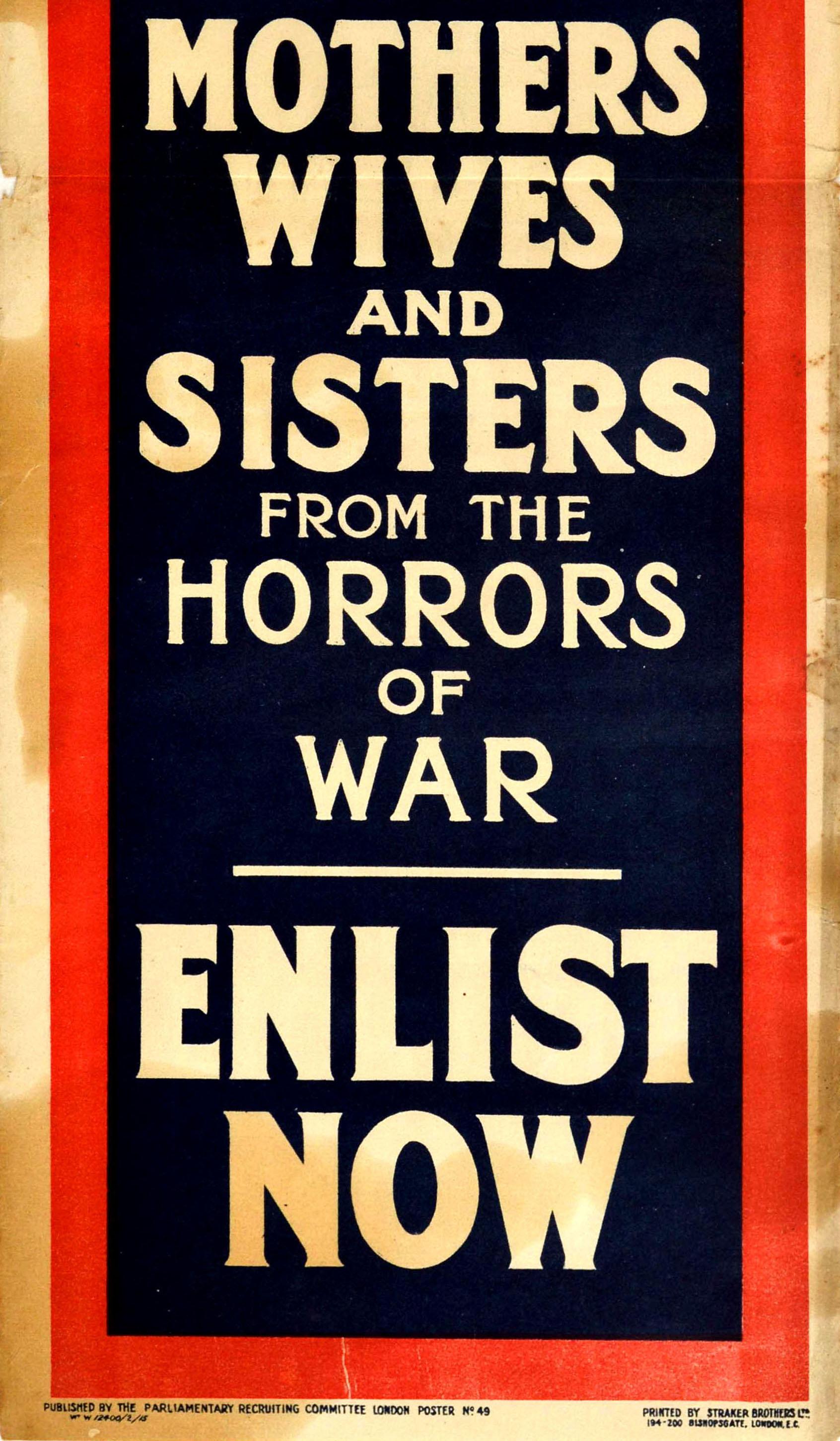 Original Antique WWI Recruitment Poster Britain Fighting For Freedom Of Europe In Good Condition For Sale In London, GB