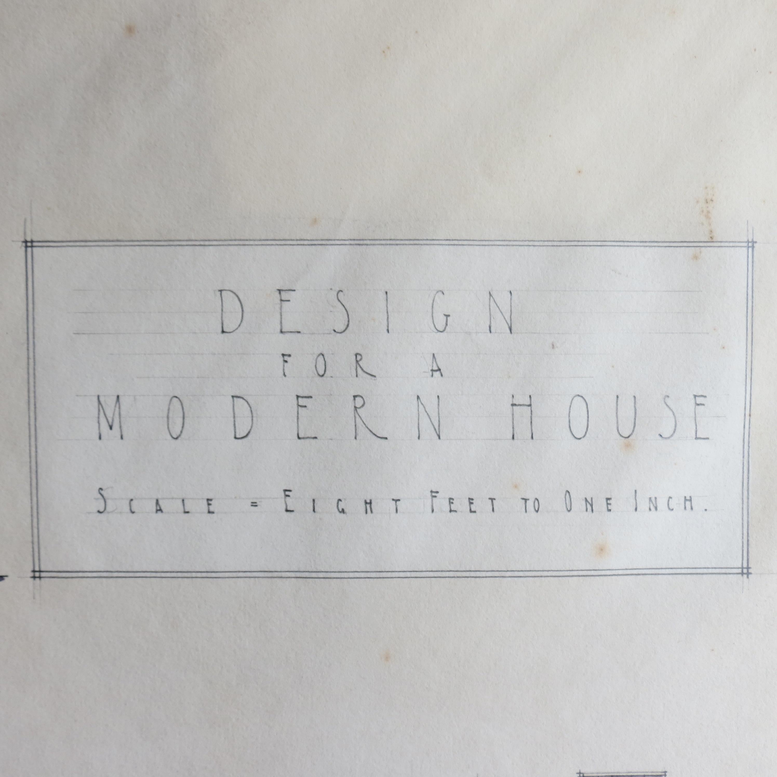 Original Architectural Drawing of Modernist House Plans, 1934 2