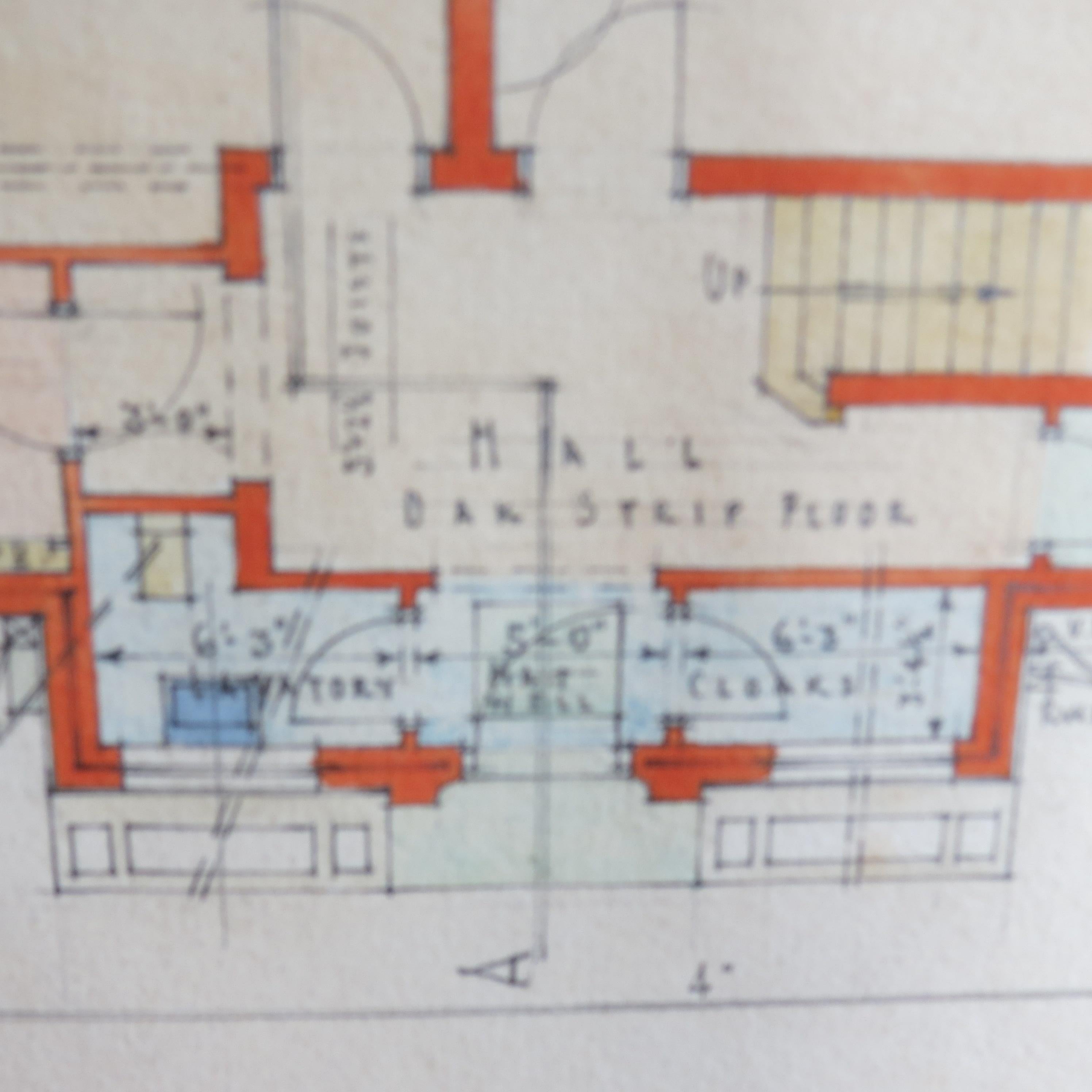 Original Architectural Drawing of Modernist House Plans, 1934 5