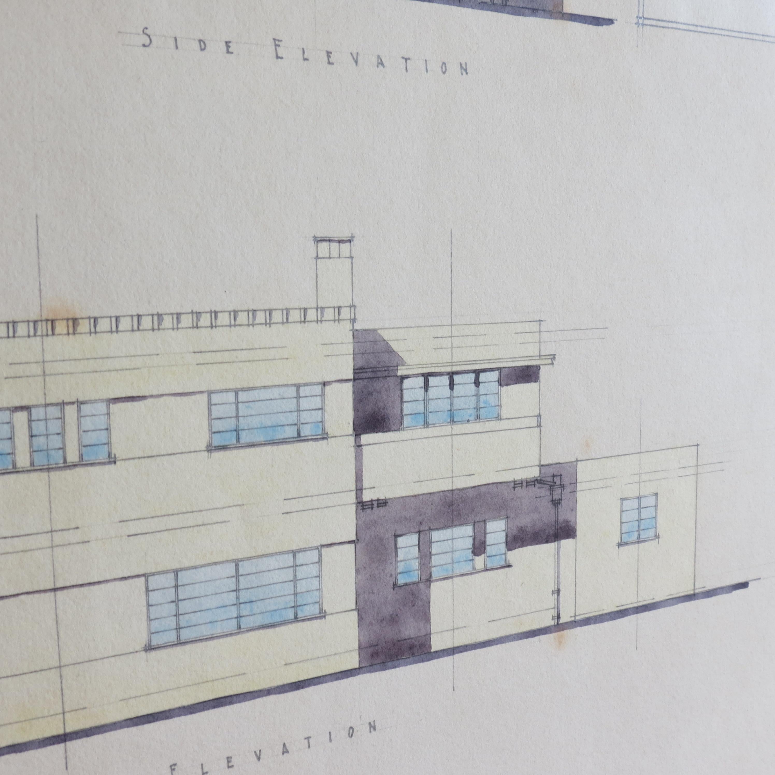 Original Architectural Drawing of Modernist House Plans, 1934 7