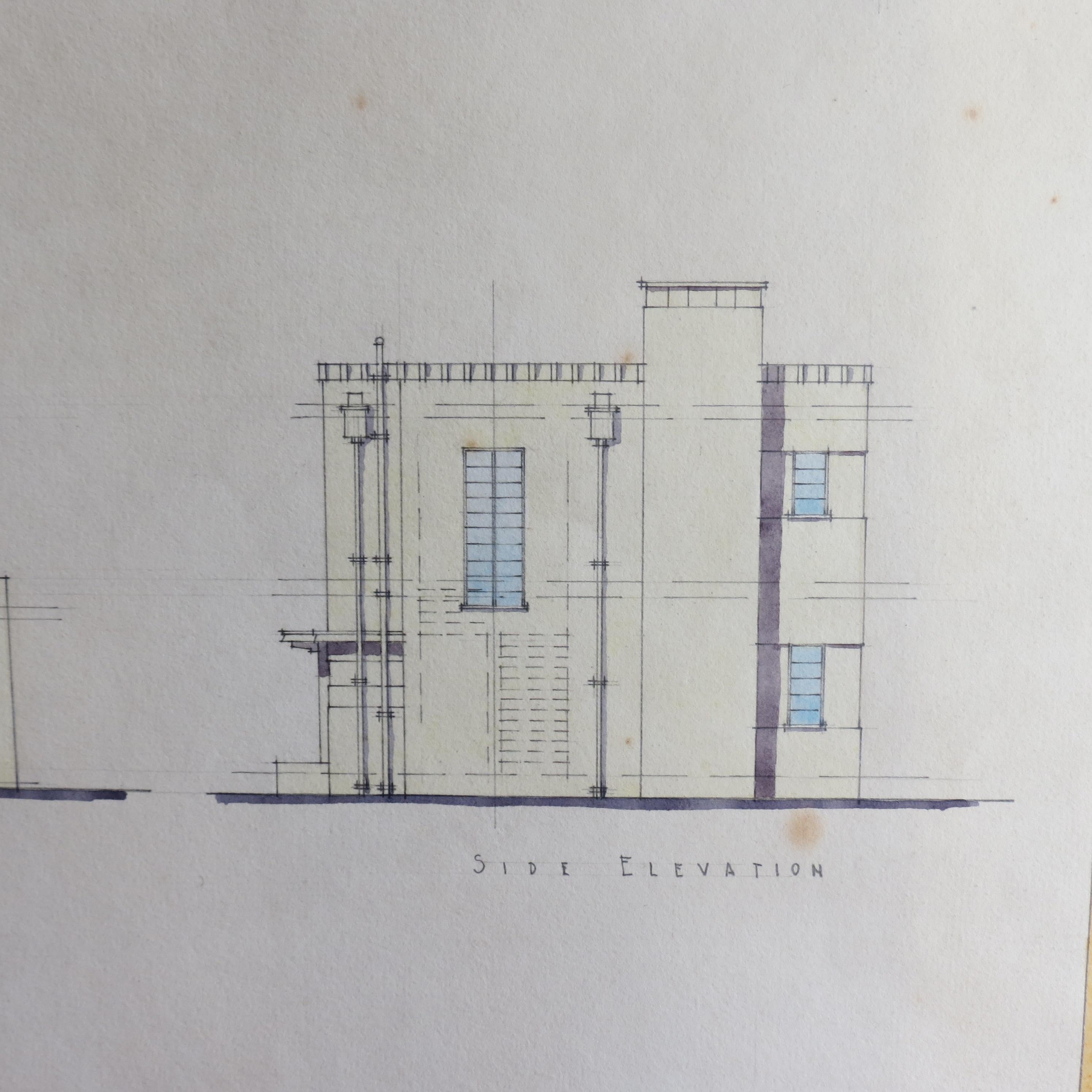 20th Century Original Architectural Drawing of Modernist House Plans, 1934