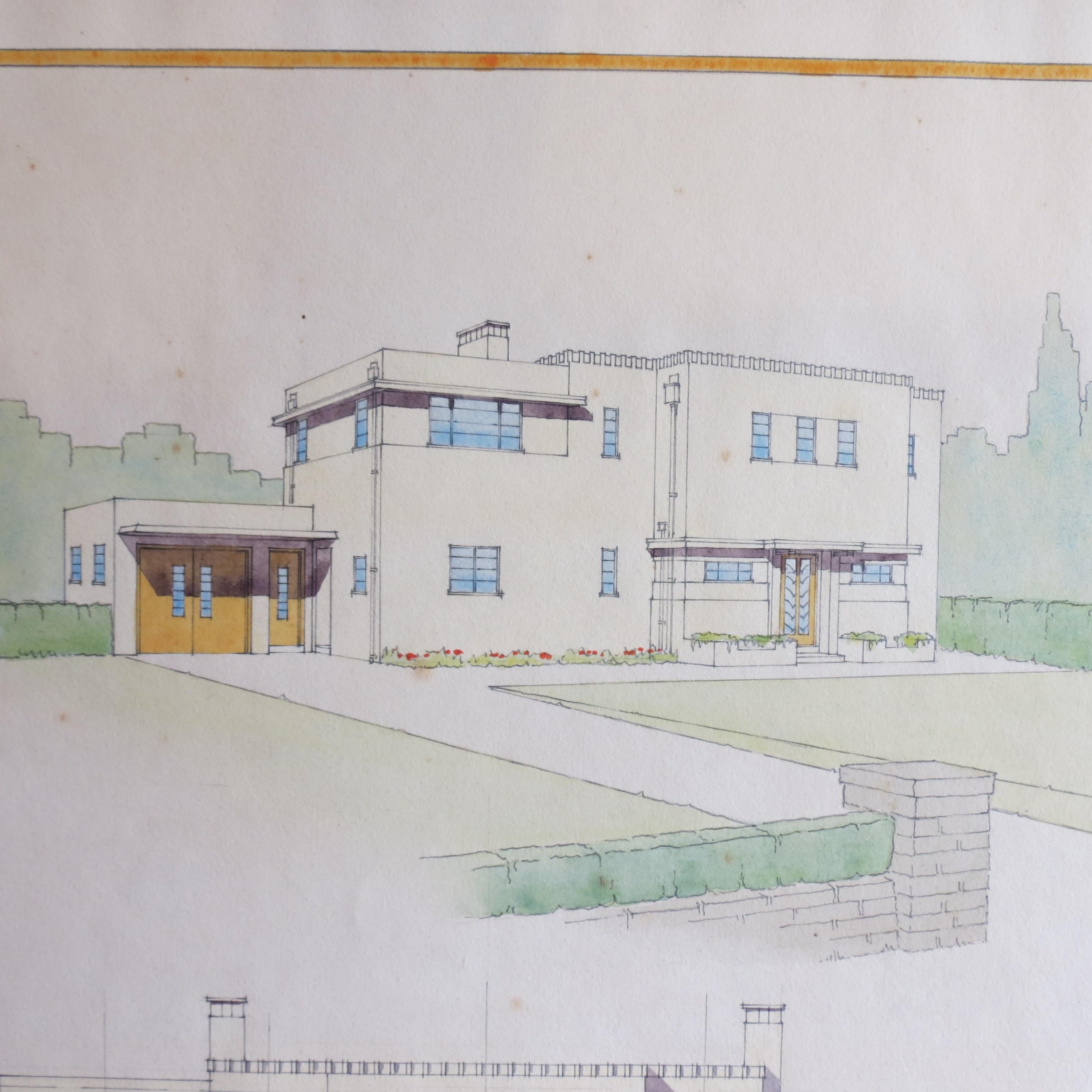 Original Architectural Drawing of Modernist House Plans, 1934 1