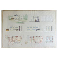 Original Architectural Drawing of Modernist House Plans, 1934