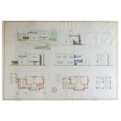 Original Architectural Drawing of Modernist House Plans, 1934