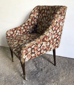 Original Armchair from the 60s, Fabric with Floral Motif