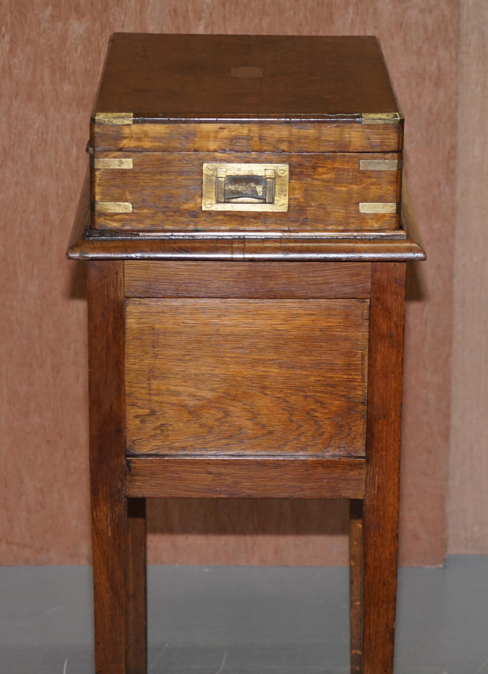 Original Army & Navy Stamped British Military Campaign Chest on Stand + Drawers 4