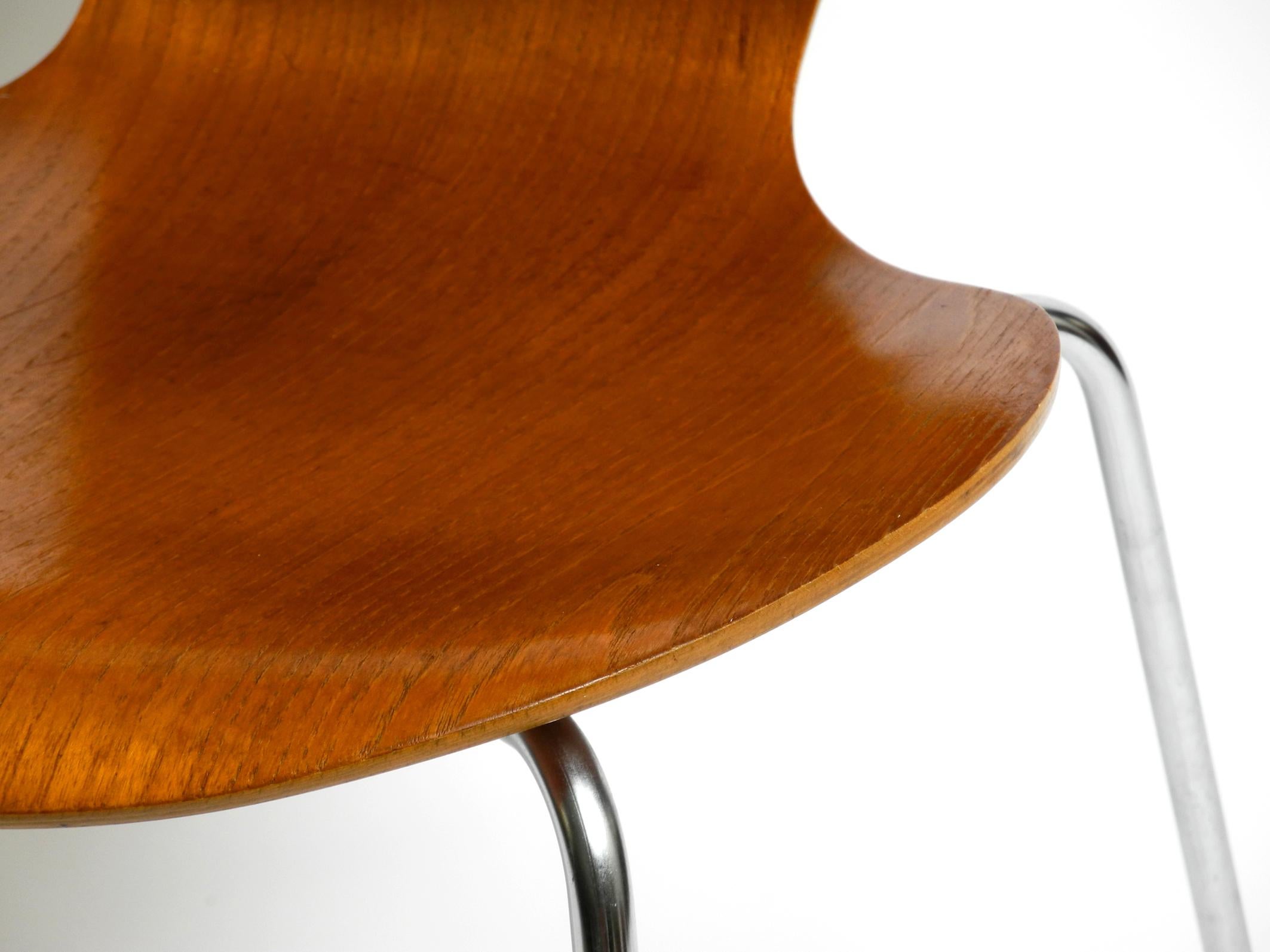 Metal Original Arne Jacobsen Teak Chair from 1972 Mod. 3107
