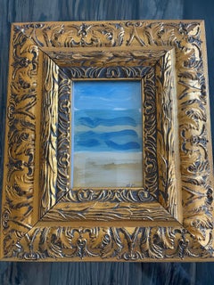 Original Art Acrylic Painting Seascape in Hold Ornate Frame