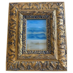 Original Art Acrylic Painting Seascape in Hold Ornate Frame