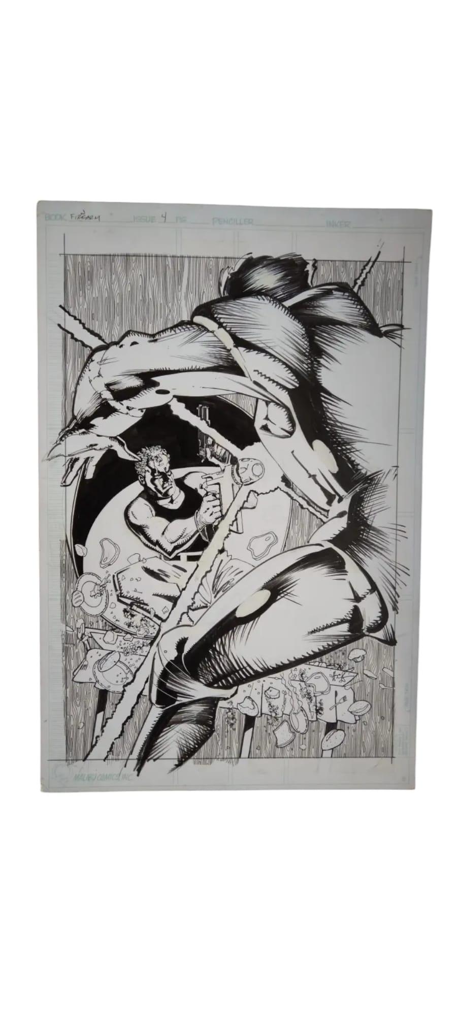 Mid-20th Century Original Art Cover for Firearm #4 Signed by Howard Chaykin For Sale