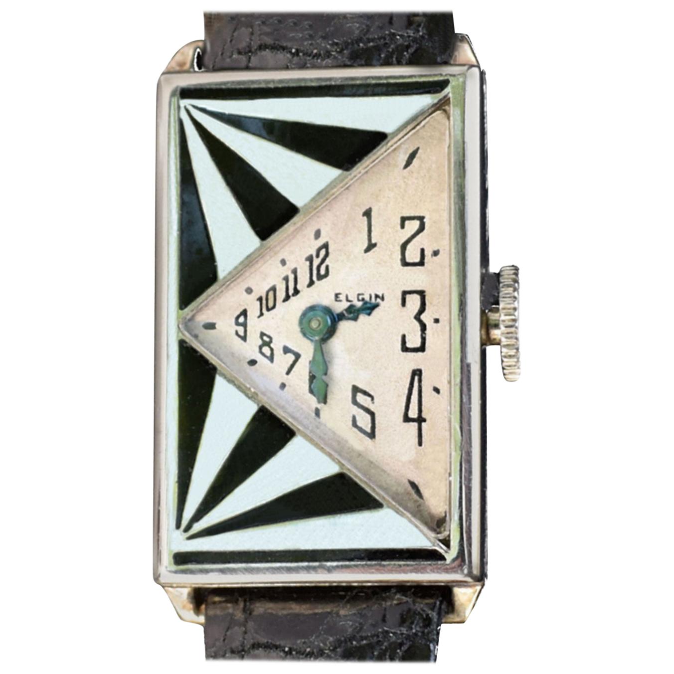 Original Art Deco 14 Karat Gold Ladies Wristwatch by Elgin, Serviced, circa 1930