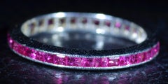 Original Art Deco 14 Karat White Gold Ruby Eternity Band 1/2 Carat Total Weight
