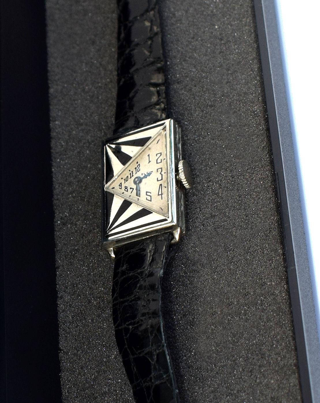 Original Art Deco 14 Karat Gold Ladies Wristwatch by Elgin, Serviced, circa 1930 5