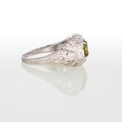 Original Art Deco 1930s Platinum Garnet and Diamond Ring