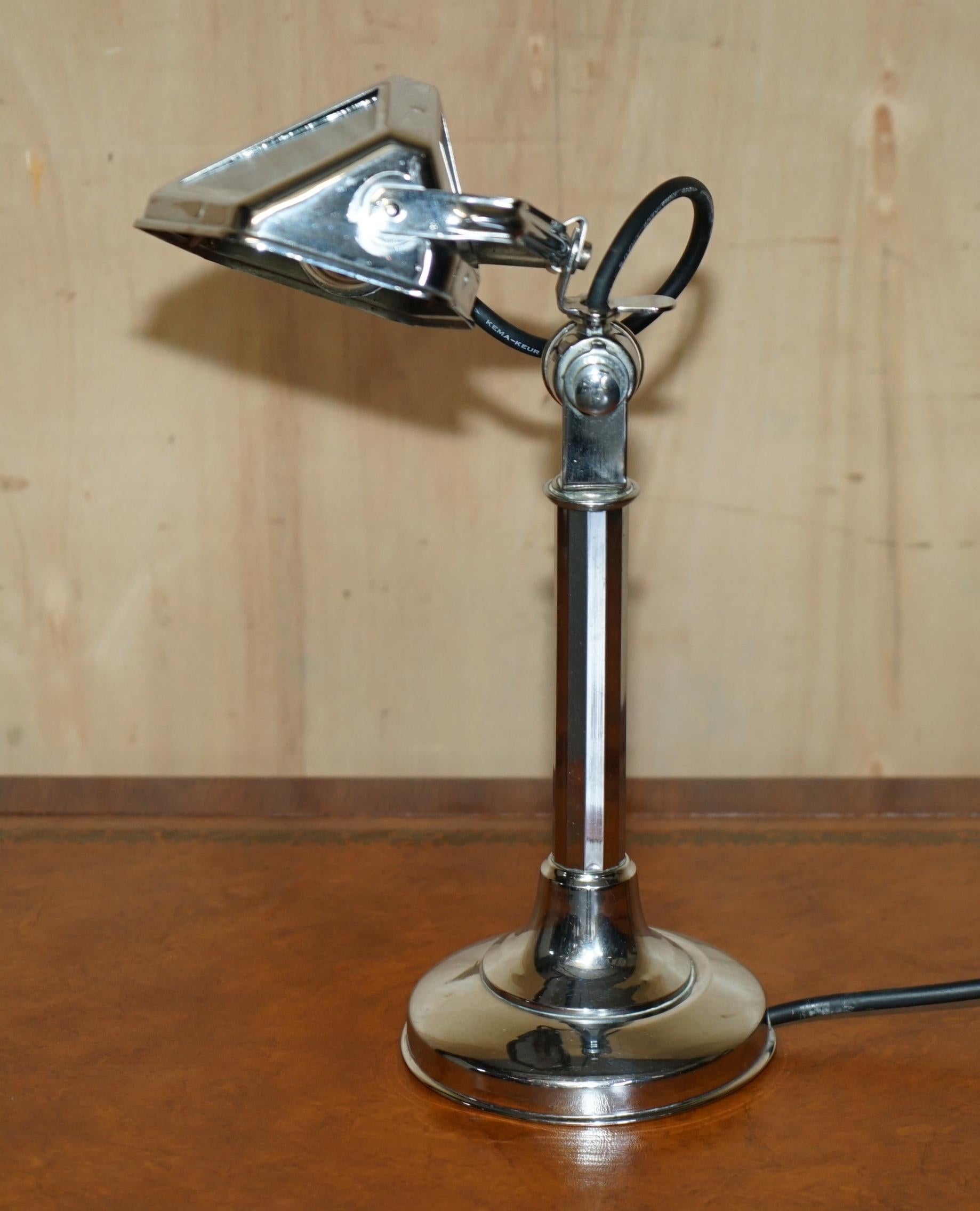 ORIGINAL ART DECO des années 1930 JEAN CHAVANIS PIROUETTE CHROME ARTICULATED TABLE LAMP en vente 7