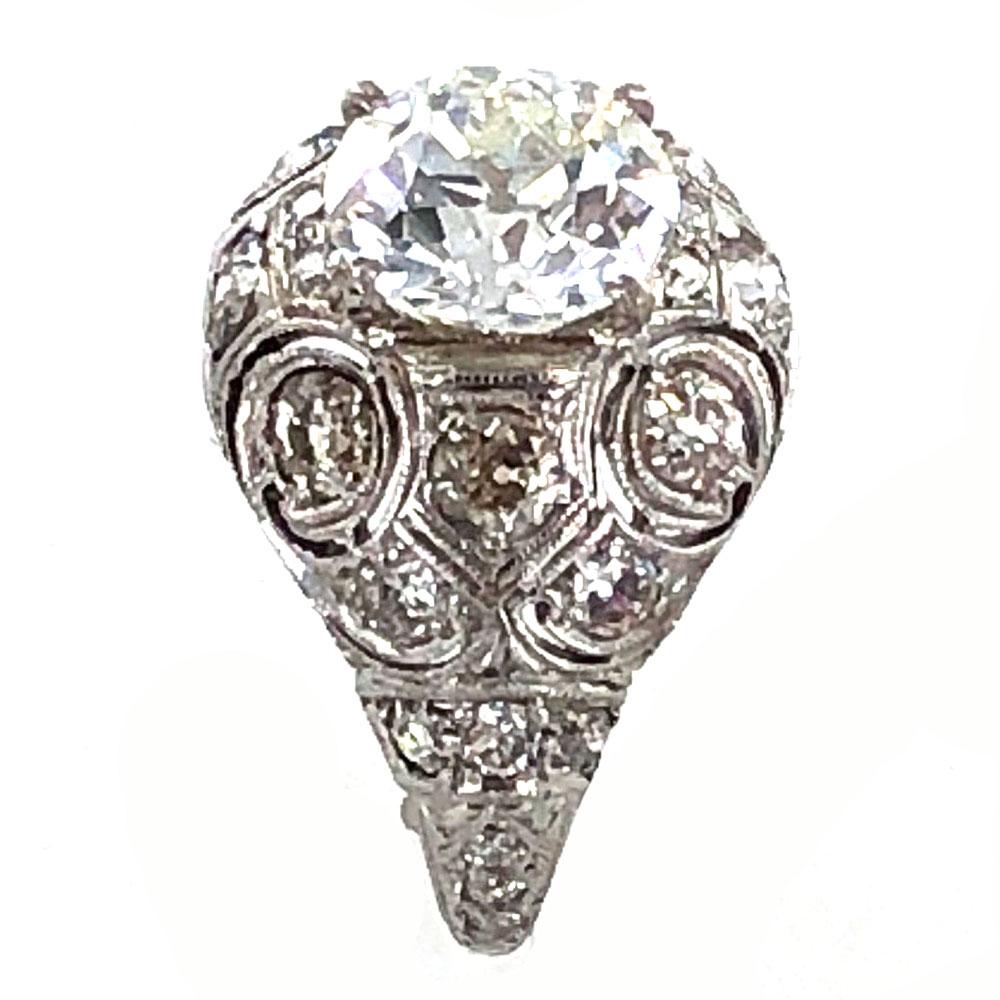 Original Art Deco 2.29 Carat Old European Cut Diamond Engagement Ring In Good Condition In Boca Raton, FL