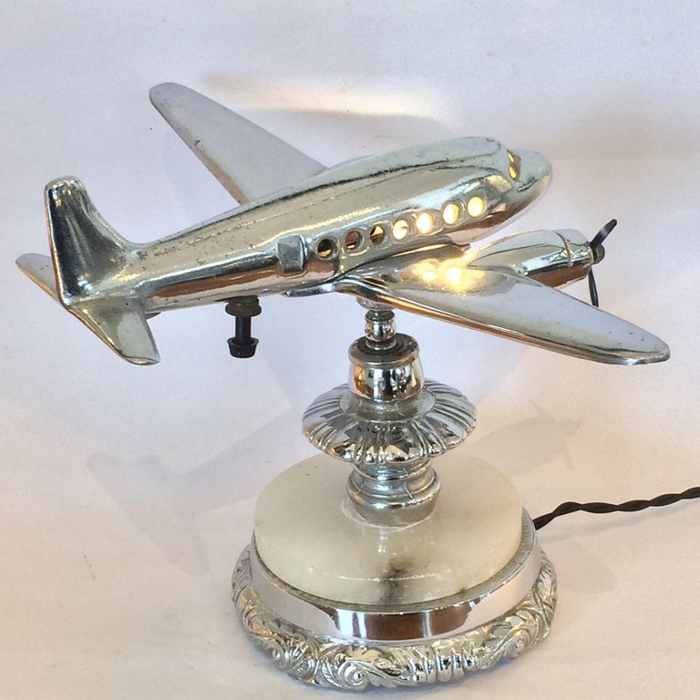 Original Art Deco Airplane Aeroplane Lamp Light For Sale at 1stdibs