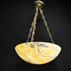 Lampe  suspension en albtre originale Art Dco Plafonnier Bronze