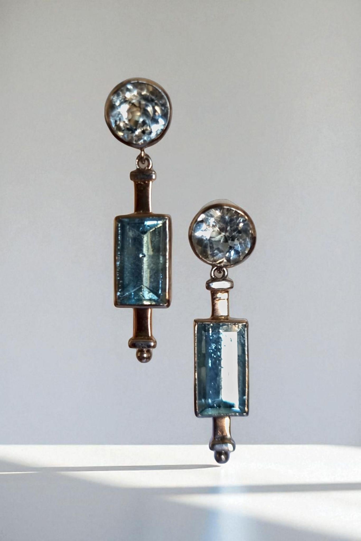 Art déco Pendants d'oreilles originaux en aigue-marine Art Déco, Circa 1925 en vente