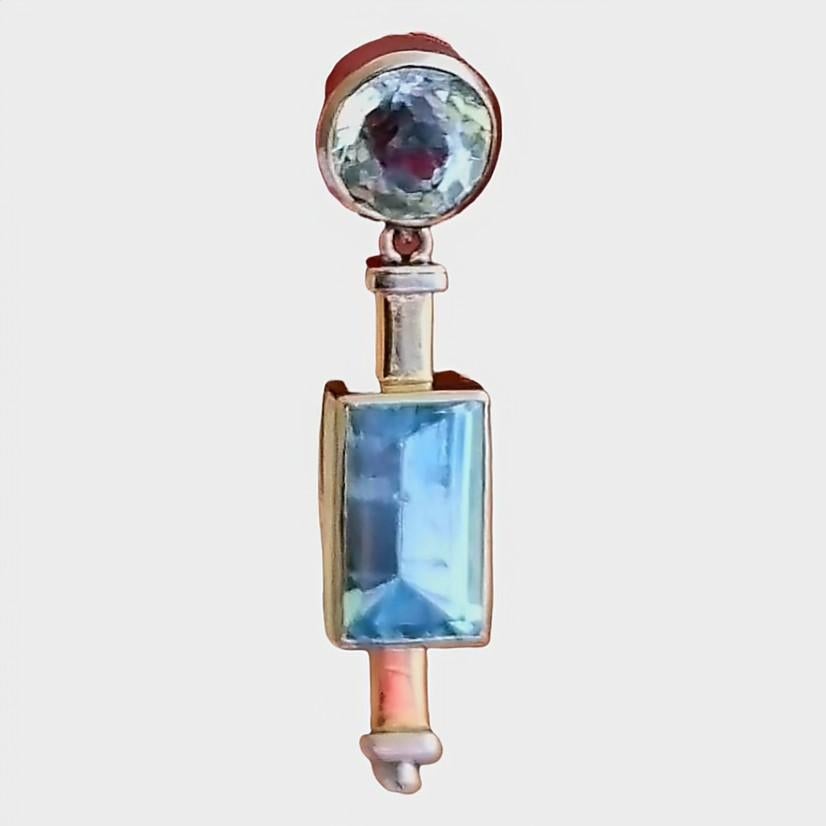 Taille émeraude Pendants d'oreilles originaux en aigue-marine Art Déco, Circa 1925 en vente