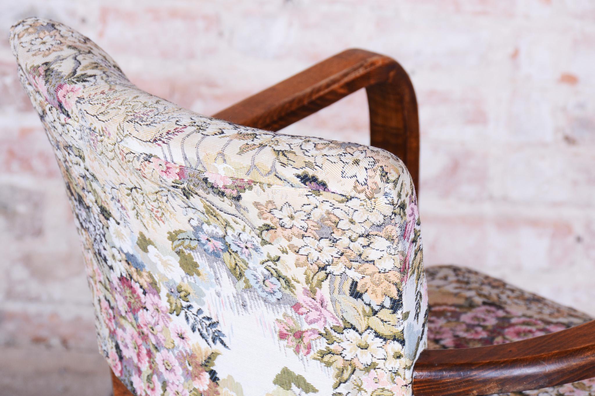 Original Art Deco Armchair, by Jules Leleu, Beech, Revived Polish, France, 1930s For Sale 5