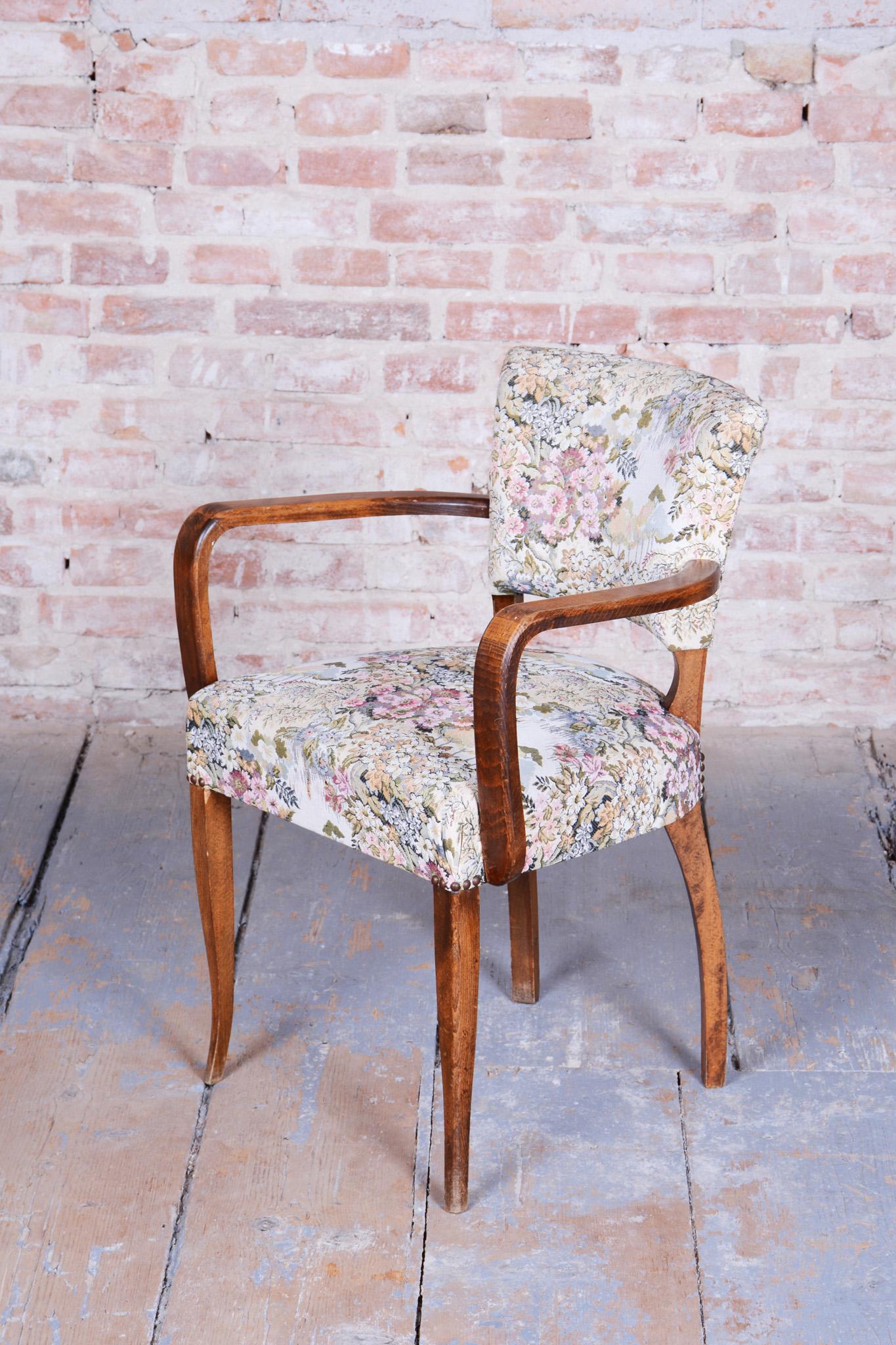 French Original Art Deco Armchair, by Jules Leleu, Beech, Revived Polish, France, 1930s For Sale