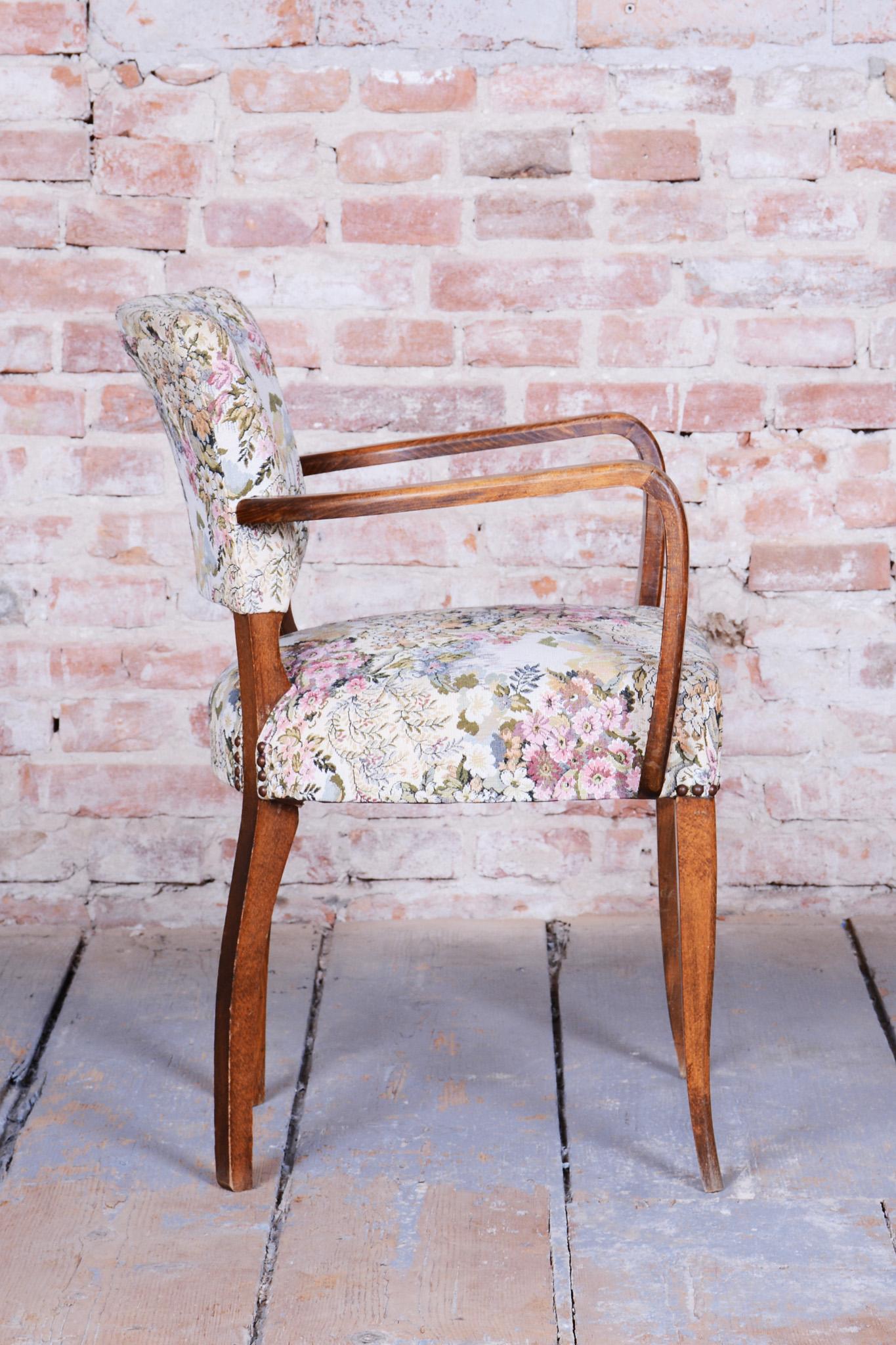 Mid-20th Century Original Art Deco Armchair, by Jules Leleu, Beech, Revived Polish, France, 1930s For Sale