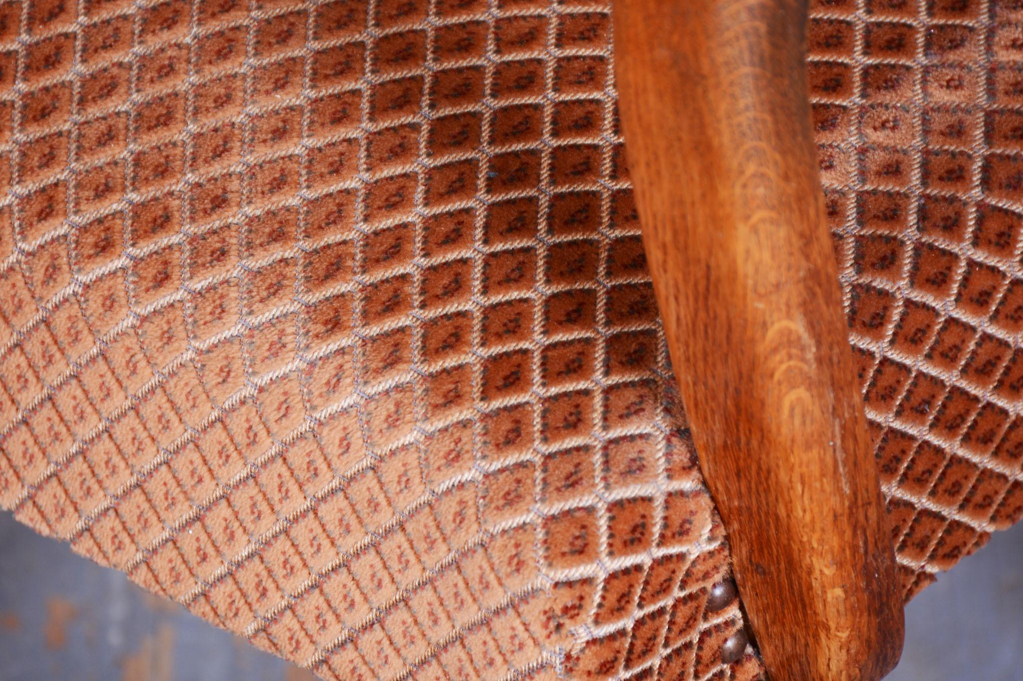 Sillón Art Déco original, de Jules Leleu, Haya, Polaco reavivado, Francia, años 30 Tela en venta