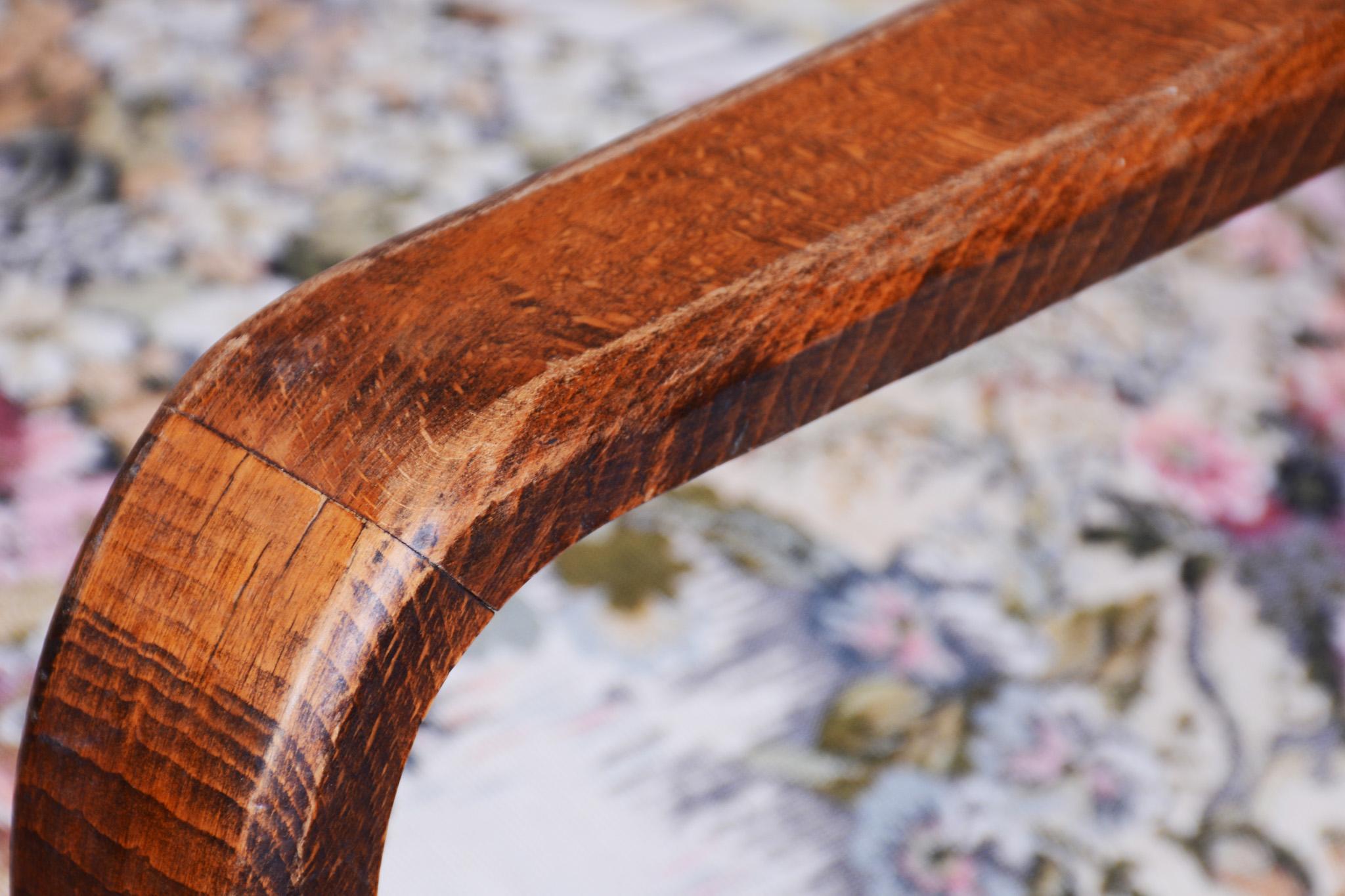 Original Art Deco Armchair, by Jules Leleu, Beech, Revived Polish, France, 1930s For Sale 3