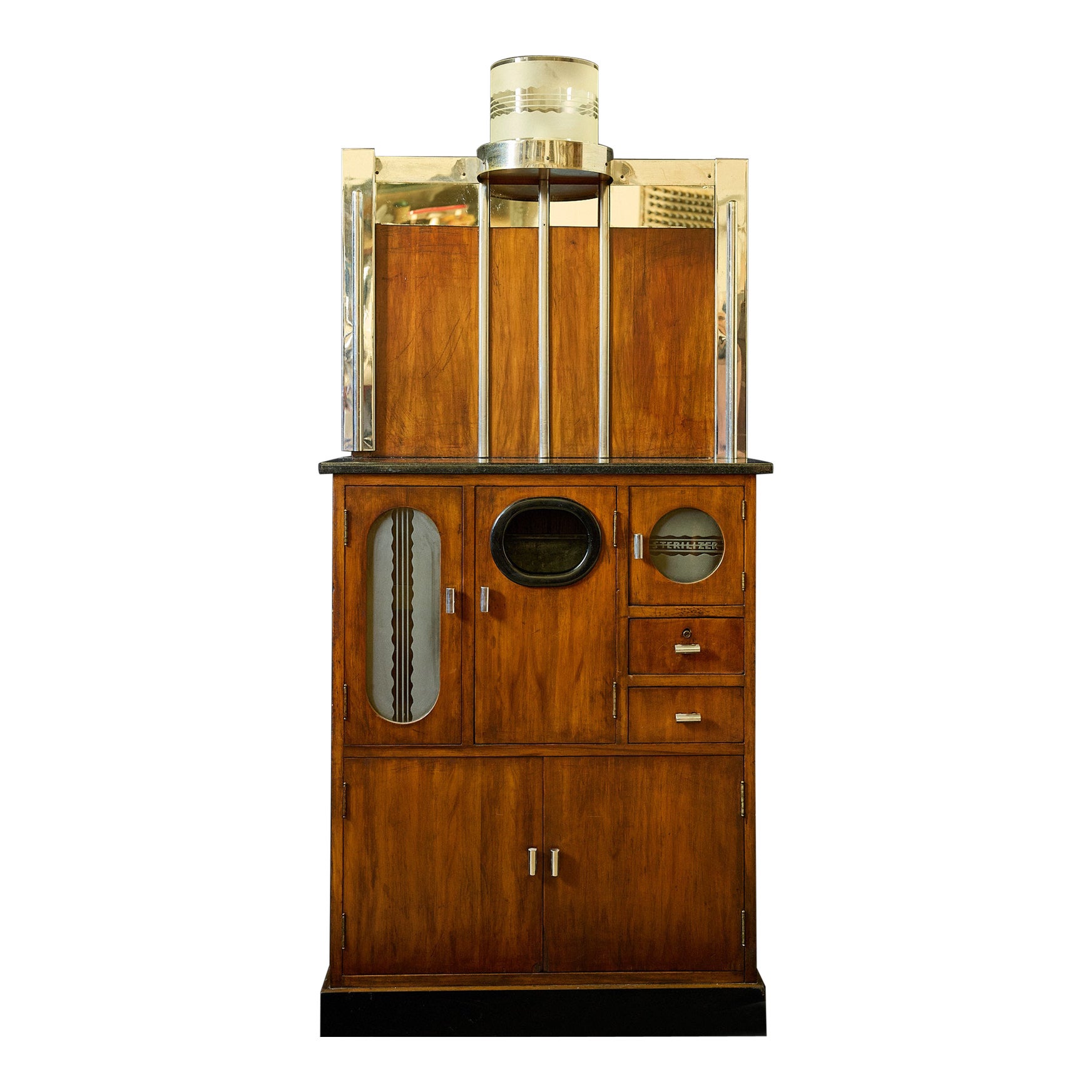 Original Art Deco Barber Station Cabinet, Circa 1930 For Sale