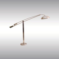 Lampada da terra girevole in alluminio Art Deco Bauhaus originale dell'epoca