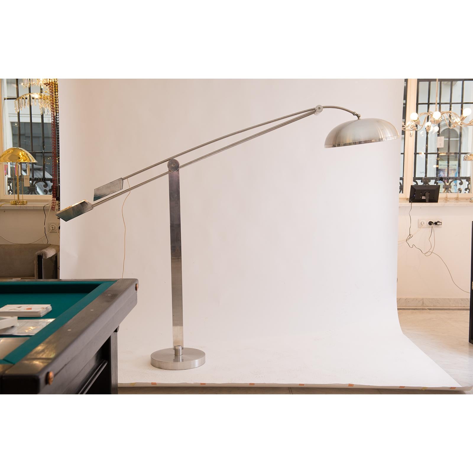 Austrian Original Art Deco Bauhaus Swiveling Aluminium Floor Lamp of the Period For Sale