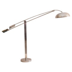 Lámpara de pie original Art Decó Bauhaus giratoria de aluminio de época