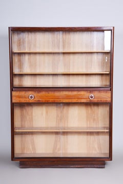 Librería Art Decó original, fresno, caoba, polaco revivido, checo. 1940s