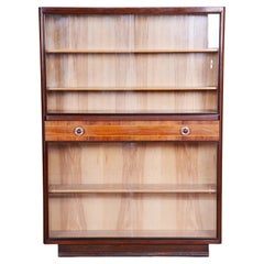 Original Art Deco Bookcase, Ash, Mahogany, Revived Polish, Czech. 1940s