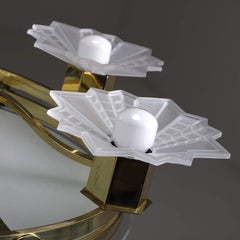 Original Art Deco Brass Chandelier
