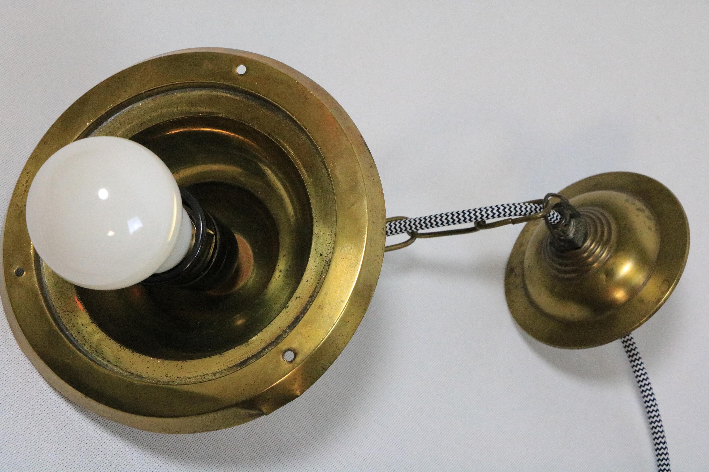 Original Art Deco Brass / Glass Lantern Hanging Light, 1920s For Sale 7