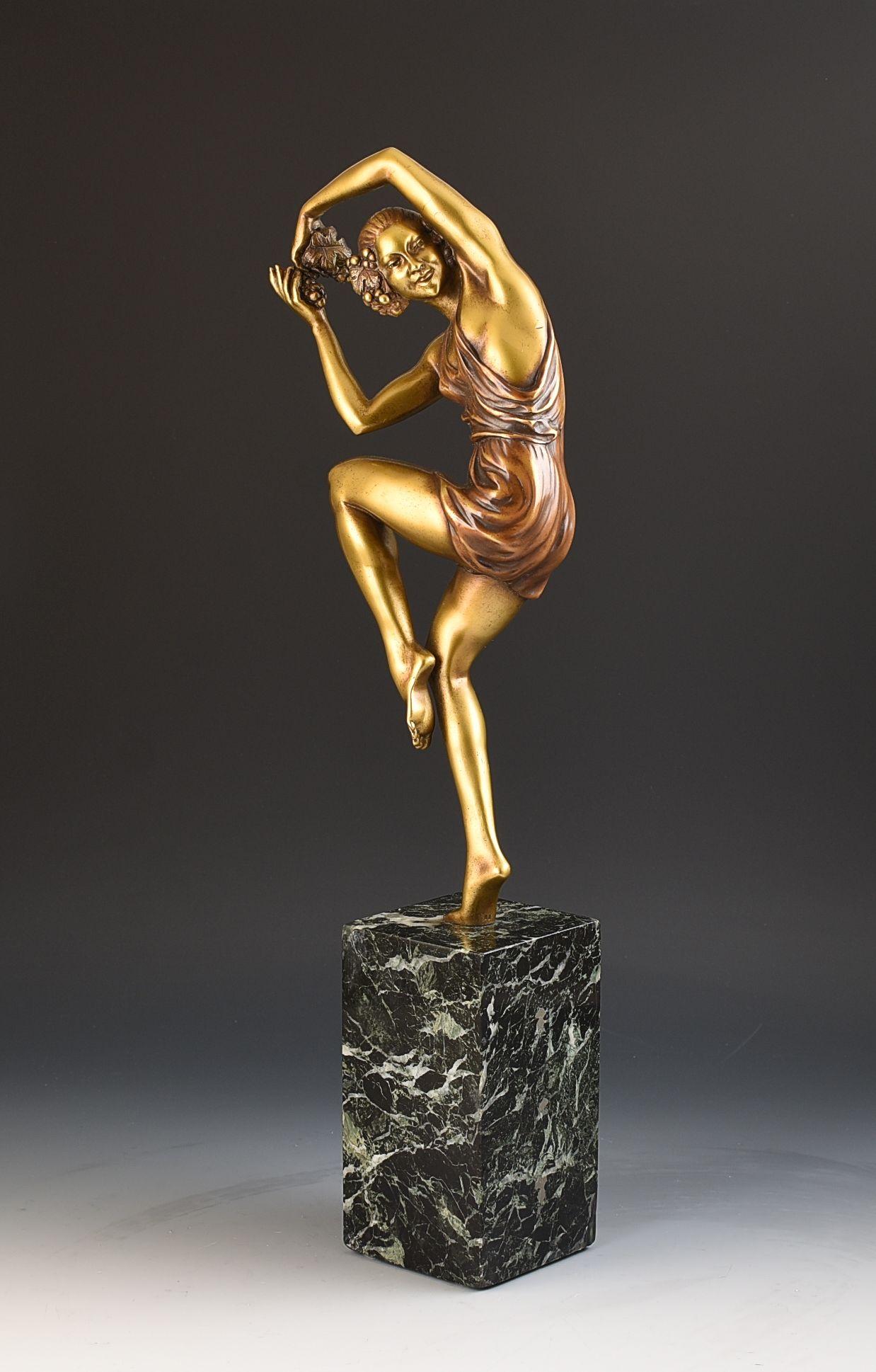 French ORIGINAL Art Deco BRONZE SCULPTURE - SPRING DANCER - PIERRE LE FAGUAYS C.1925 For Sale