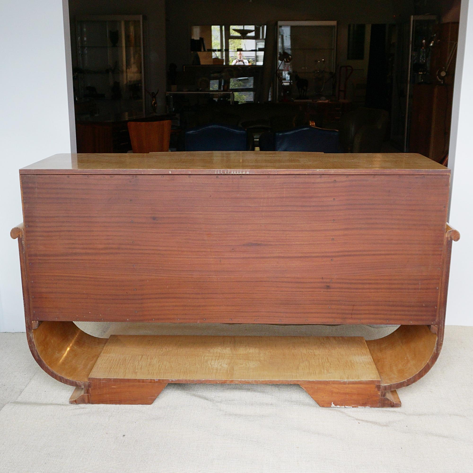 Original Art Deco Burr Walnut and Satin Birch Sideboard  6