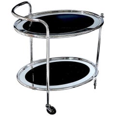 Used Original Art Deco Chrome and Mirror Modernist Hostess Trolley Bar Cart, c1930