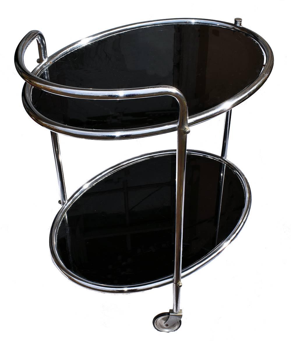 Original Art Deco Chrome and Mirror Modernist Hostess Trolley In Good Condition In Devon, England