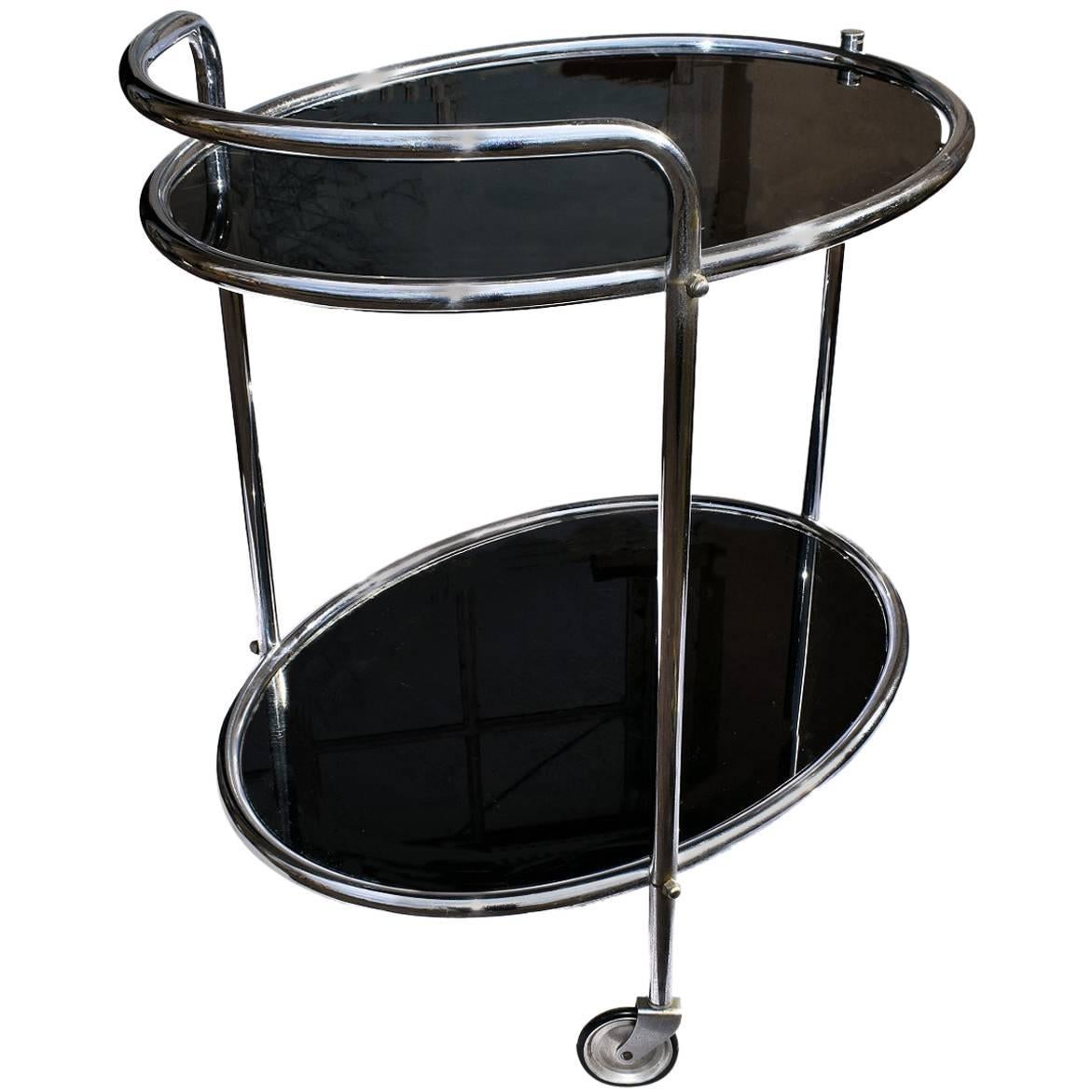 Original Art Deco Chrome and Mirror Modernist Hostess Trolley