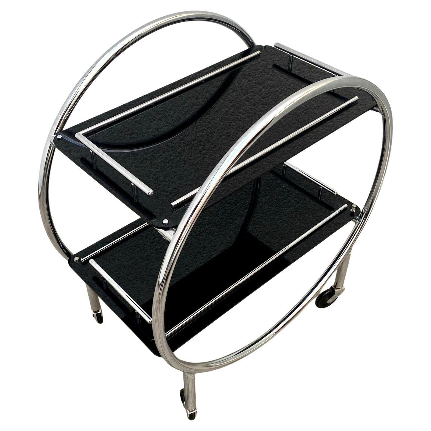 Original Art Deco Chrome Modernist Hostess Trolley Bar Cart, c1930 For Sale 5