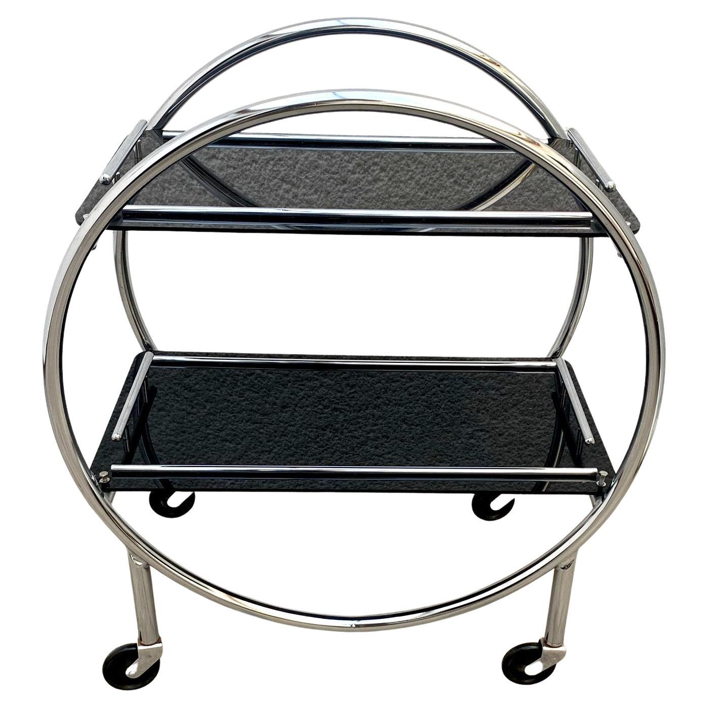 Original Art Deco Chrome Modernist Hostess Trolley Bar Cart, c1930 For Sale 6