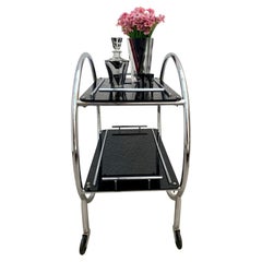 Original Art Deco Chrome Modernist Hostess Trolley Bar Cart, c1930