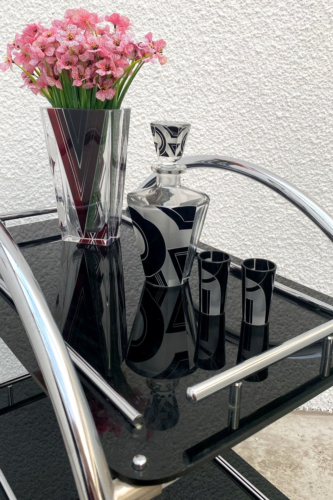 Original Art Deco Chrome Modernist Hostess Trolley Bar Cart, c1930 In Good Condition For Sale In Devon, England