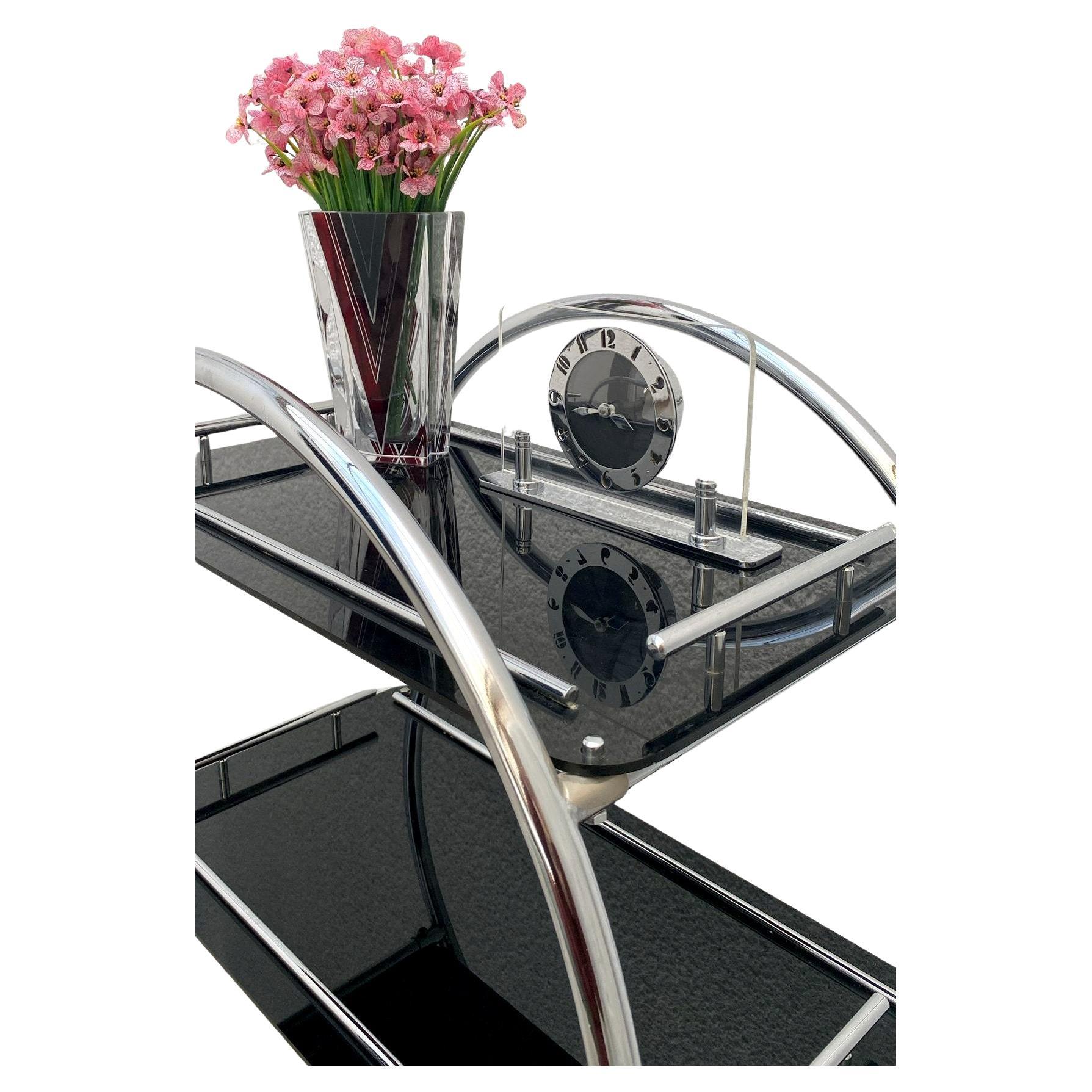 20th Century Original Art Deco Chrome Modernist Hostess Trolley Bar Cart, c1930 For Sale